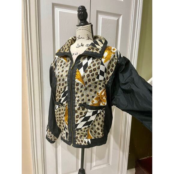 Y2K 90’s EAST WEST BOMBER JACKET LEOPARD SHOULDER PADS Sz M GROOVING STREETWEAR - Picture 11 of 16